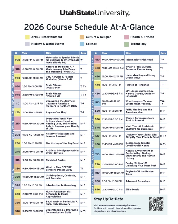 2026 USU Course Schedule